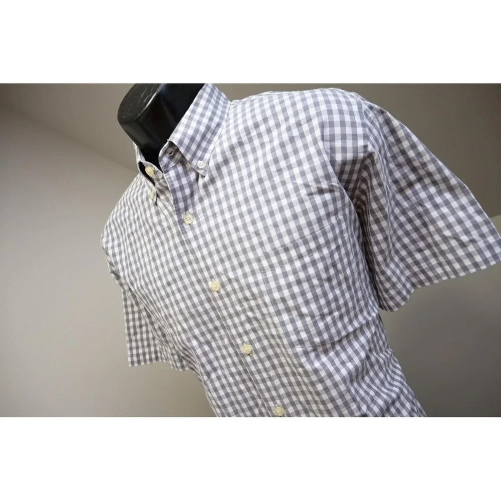 J Crew Dress Shirt Classic Fit Casual Plaid Button Up Short Sleeve Mens Sz Large